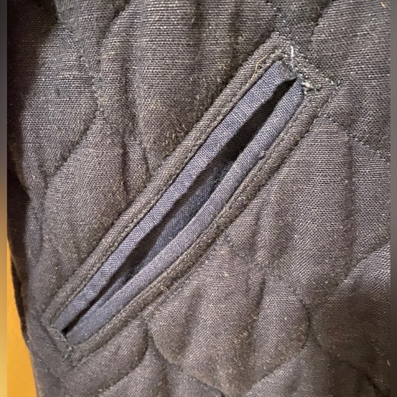 Quilted cotton linen lined workwear navy button up chore jacket Small - Picture 5 of 8